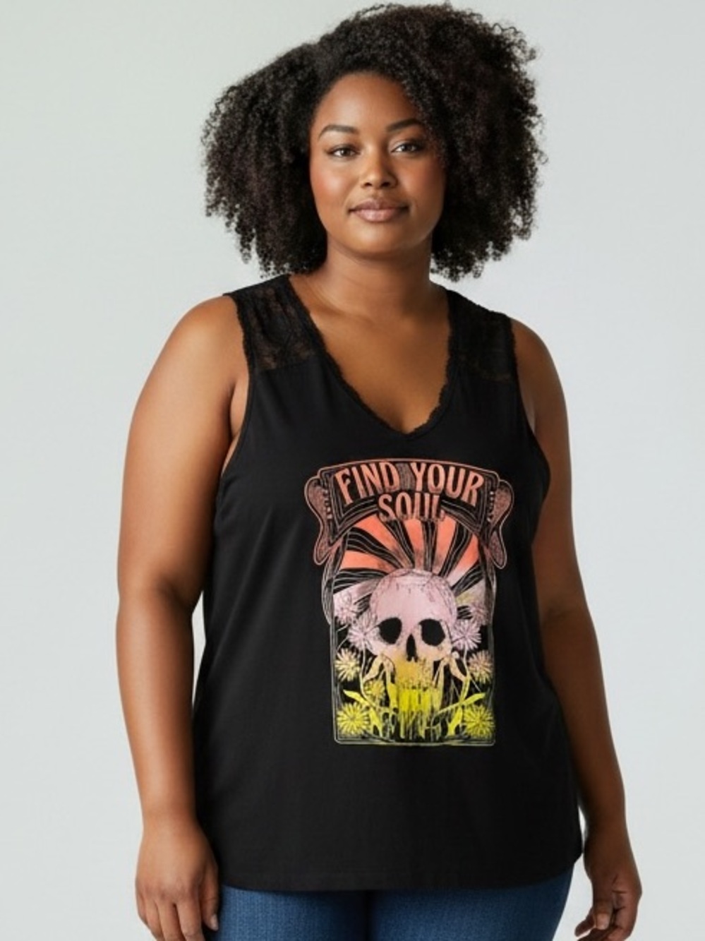 TORRID Find Your Soul Skull Tank 4X 26.5” P2P Black EUC